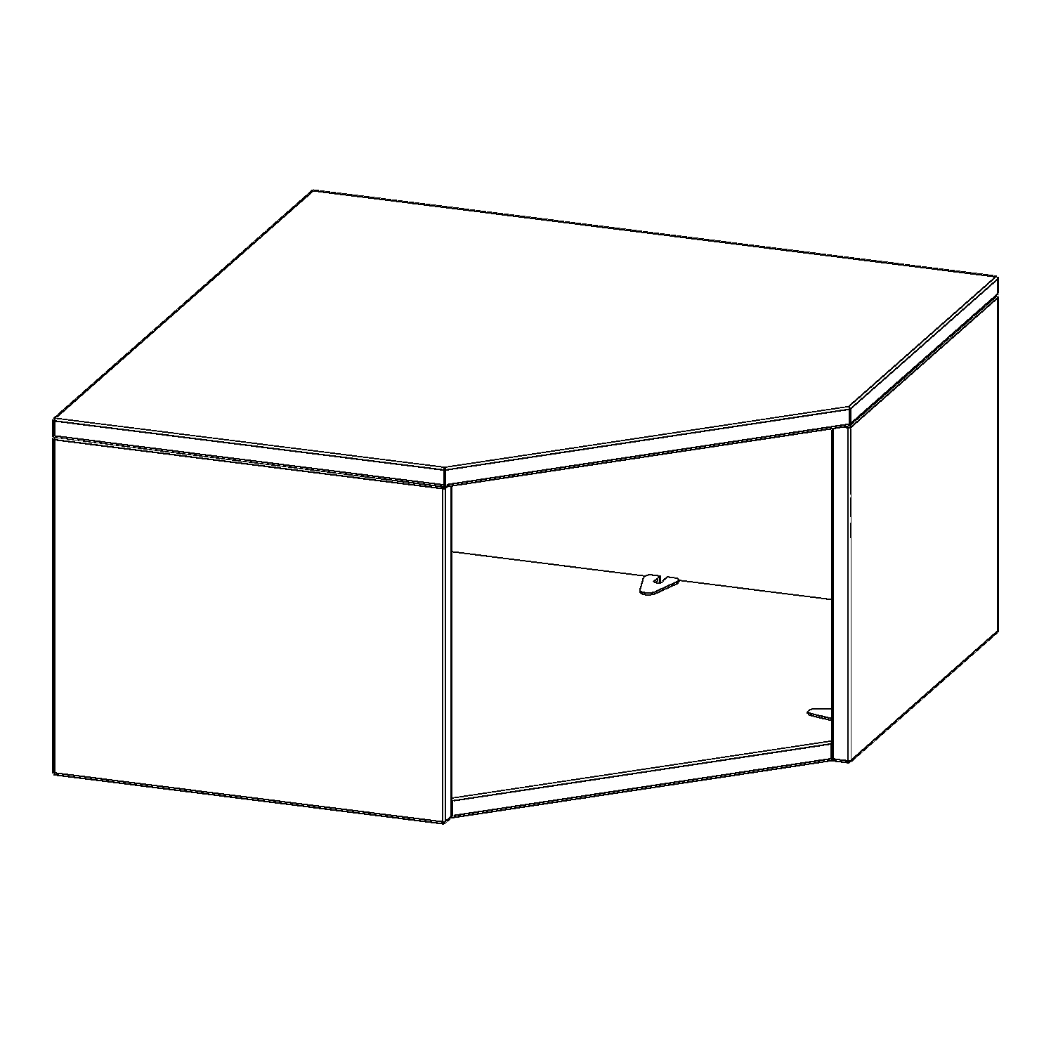 Aanbouwplank binnenhoek, 1 maphoogte - Serie evo180
