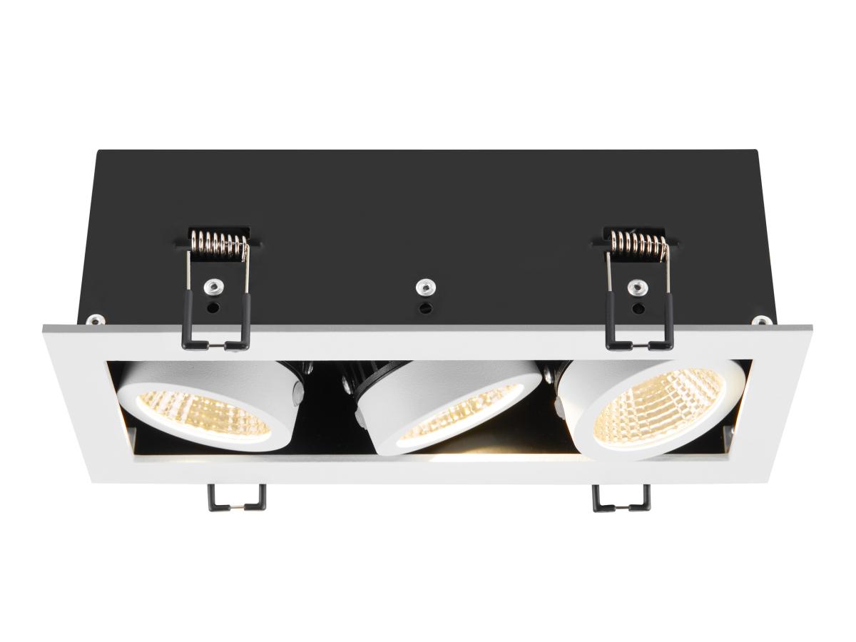 inbouwspot, recessed spotlight, drie lampen, LED, mat zwart-wit