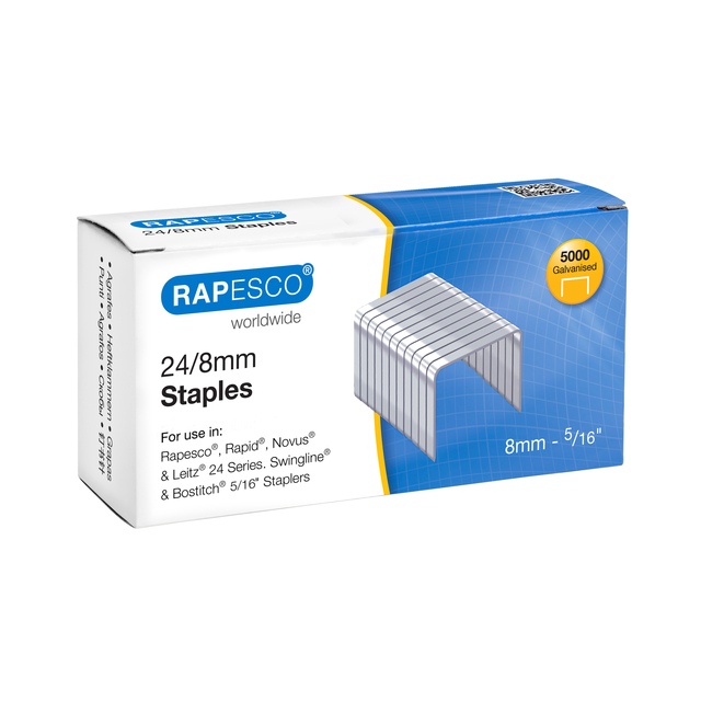 Nieten Rapesco 24 8mm 5000 stuks zilver