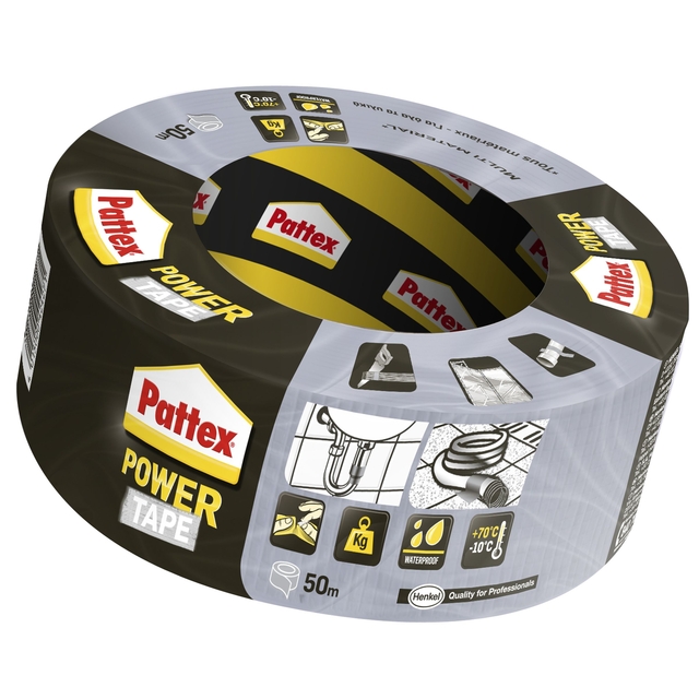 Plakband Pattex Power Tape 50mmx50m grijs