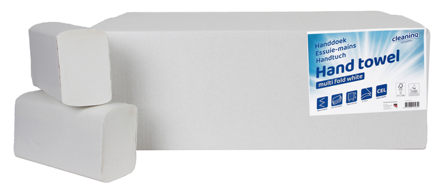 Handdoek Cleaninq I-vouw 2-laags 203x320mm 25x120st wit