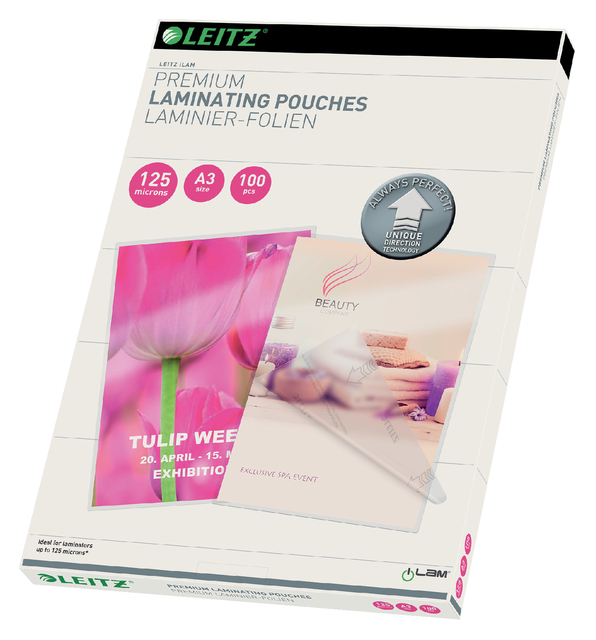 Lamineerhoes Leitz iLAM A3 2x125micron 100 stuks Lamineerhoes Leitz iLAM A3 2x125micron 100 stuks