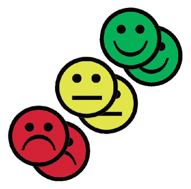 Magneet smiley 50mm 2x geel 2x groen 2x rood Magneet smiley 50mm 2x geel 2x groen 2x rood