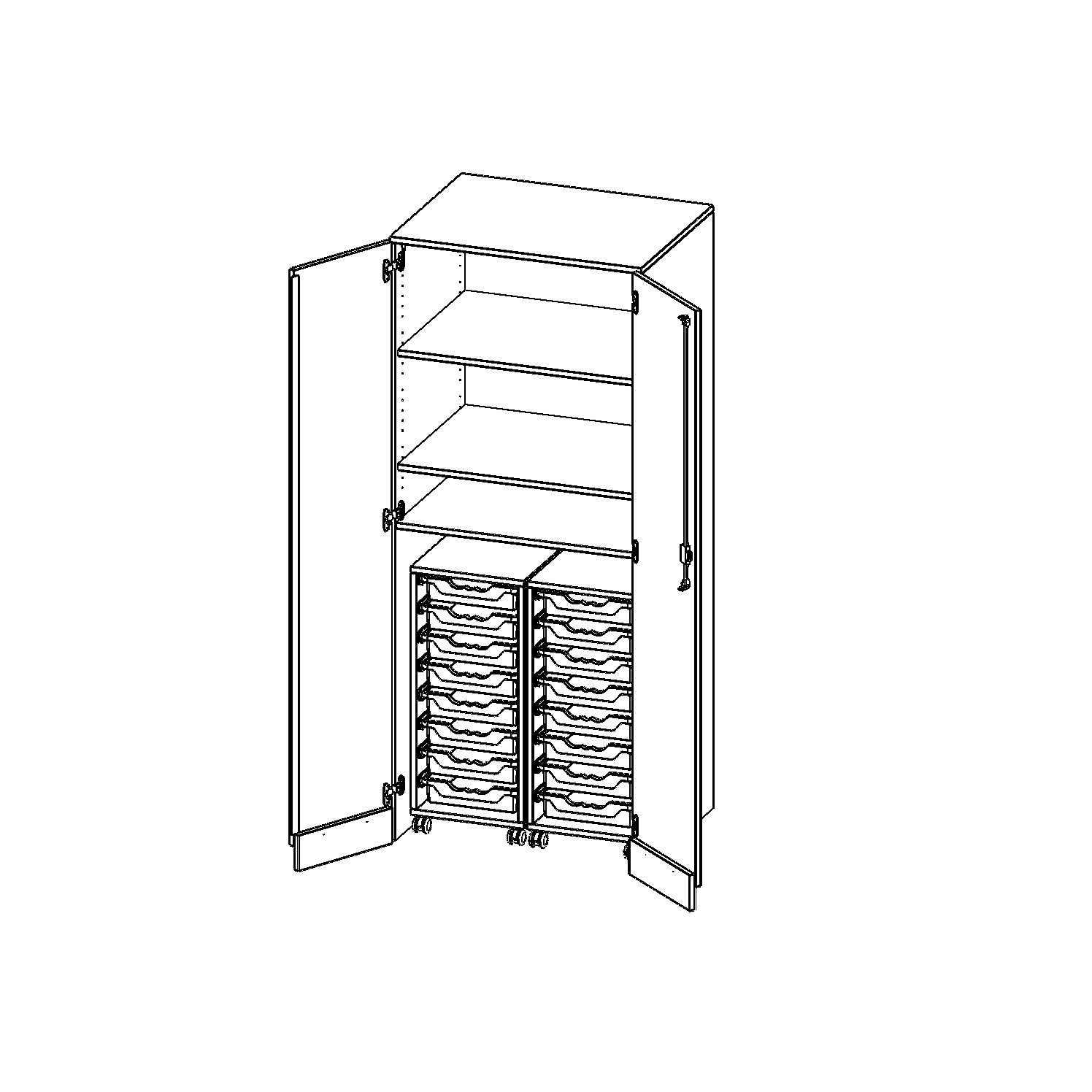 Garagekast zonder onderstel, 5 ordnerhoogtes - serie evo180