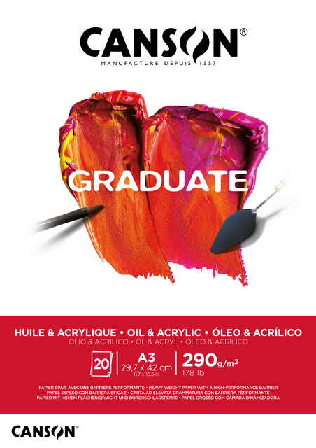 Olie Acrylblok Canson Graduate A3 290gr 20 vel
