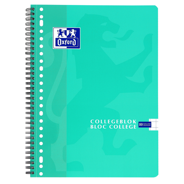 Collegeblok Oxford School A4 ruit 10x10mm 23-gaats 160 pagina's 80gr assorti