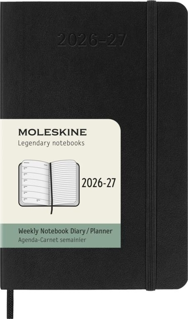 notebook, weekly planner, elastische band, datum 2026-27, soft cover