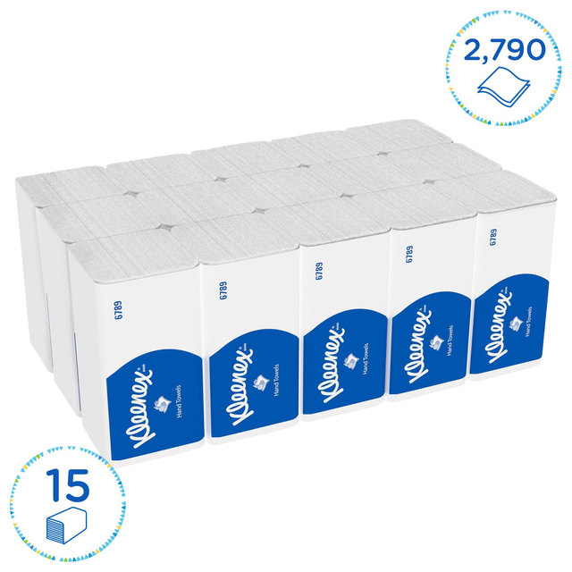 Handdoek Kleenex i-vouw 2-laags 215x212mm 15x186 vel wit 6789