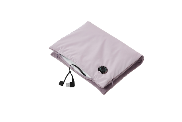 electronic blanket, heated blanket, usb powered, soft lavender, folded blanket