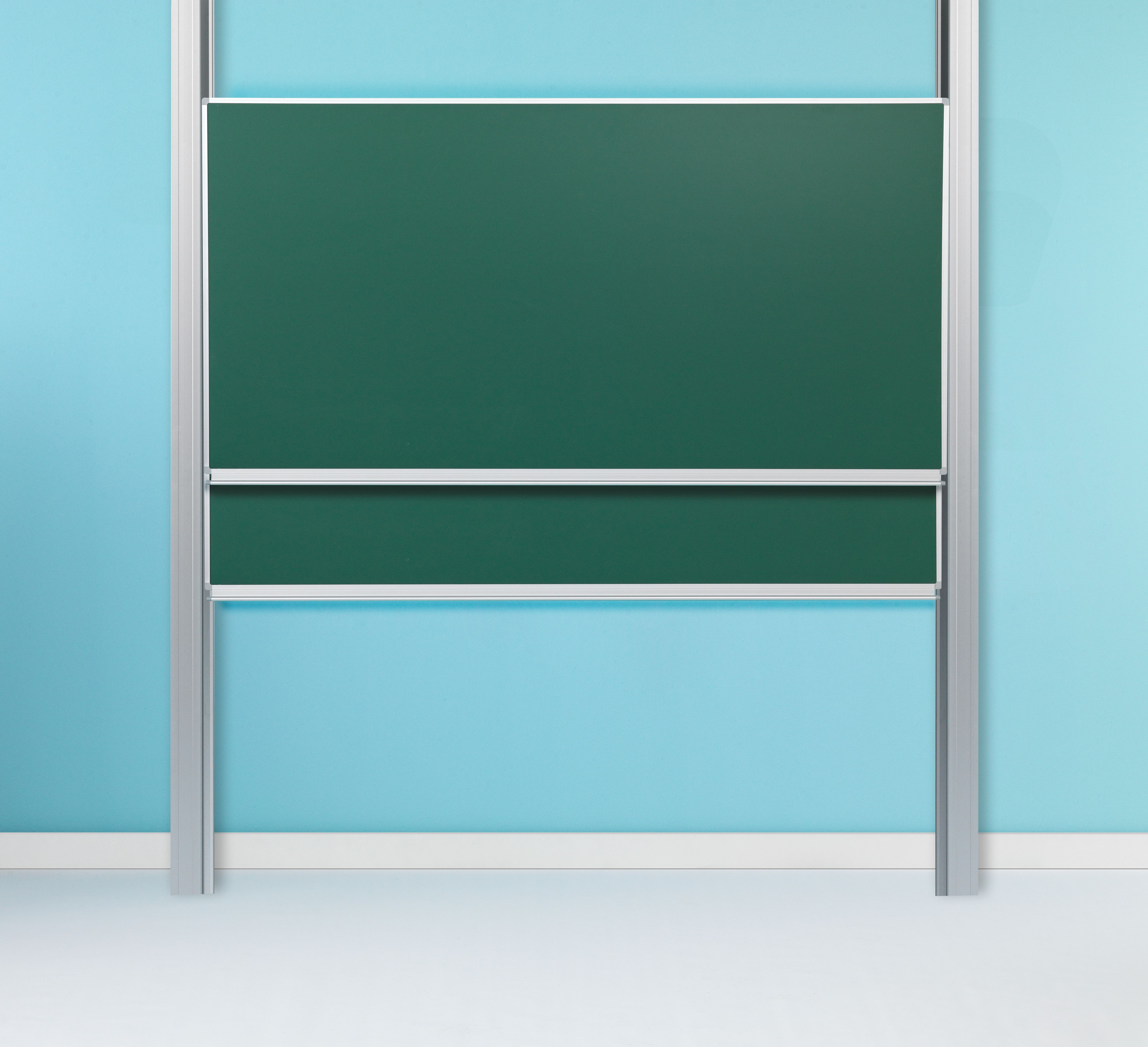 Dubbelvlaksbord schoolbord op dubbele kolommen, krijt groen - 100x400 cm
