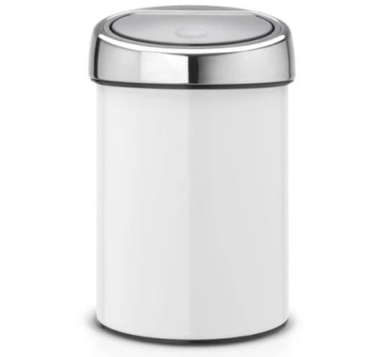 Brabantia Wand Afvalemmer touch bin wit 3 liter