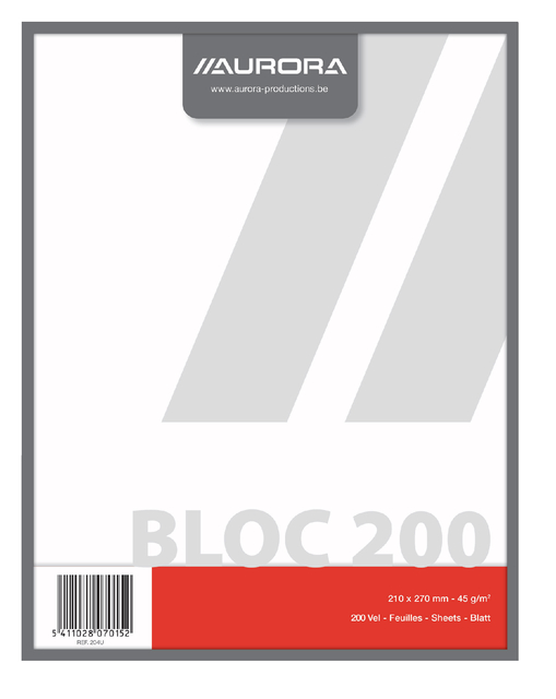 Kladblok Aurora 210x270mm blanco 200 vel 45gr Kladblok Aurora 210x270mm blanco 200 vel 45gr