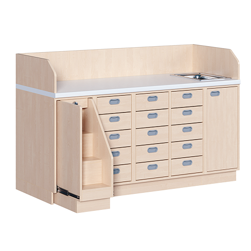 Commode, vier rijen plus wastafel