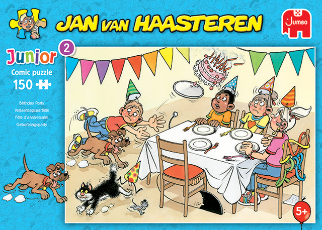 puzzle, jongen, feest, tafel, verjaardag