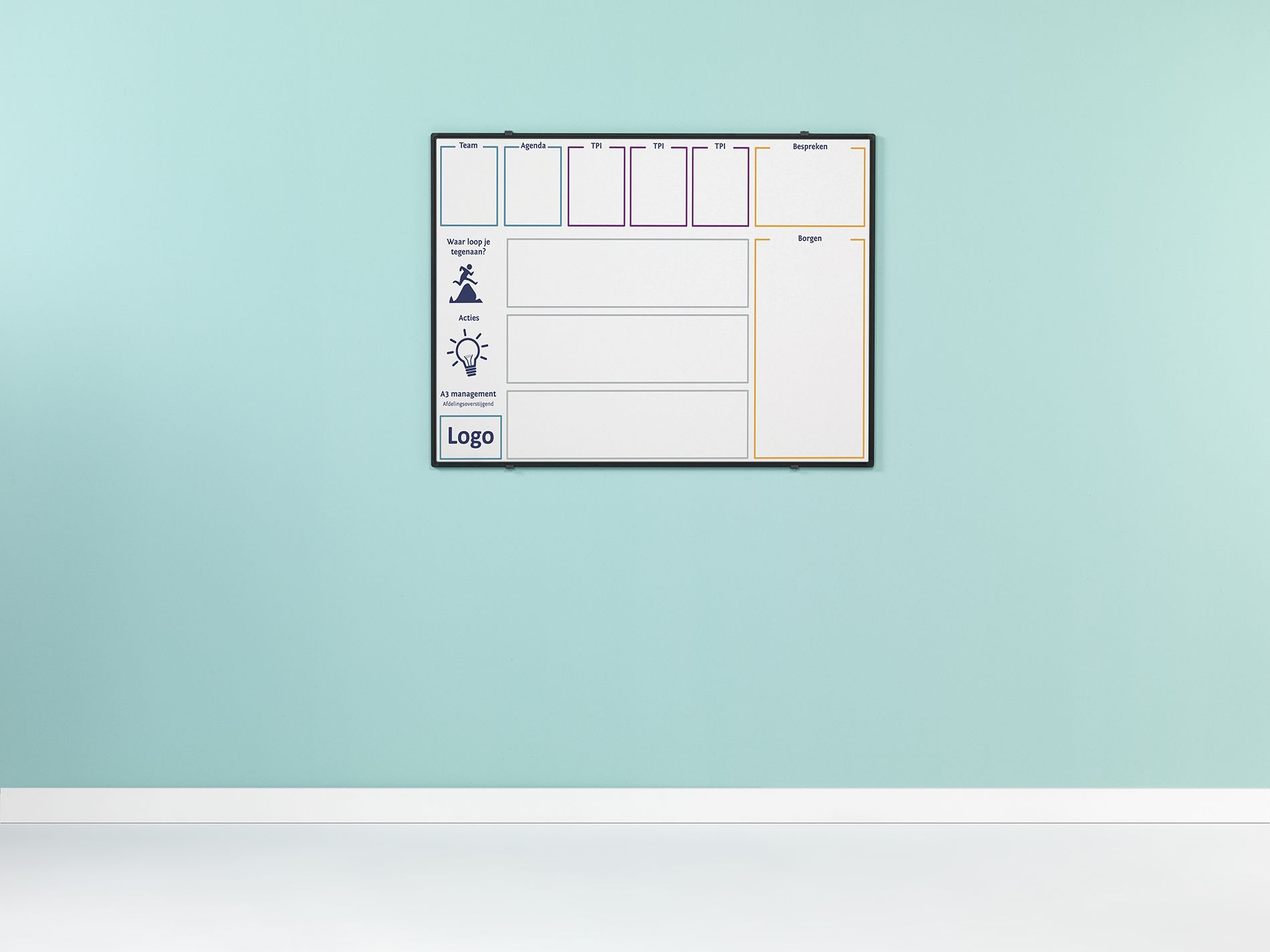 Bedrukt whitebord, zwart Softline profiel 8mm - 60x90 cm
