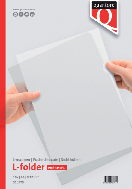 Insteekmap L-model Quantore A4 PP 0.12mm nerf 10 stuks Insteekmap L-model Quantore A4 PP 0.12mm nerf 10 stuks