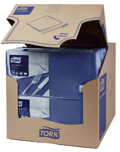 Lunchservet Tork Advanced 1/4 vouw 2-laags 328x325mm 200 vel donkerblauw 477215