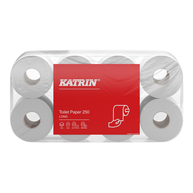 Toiletpapier Katrin 3-laags 250 vel wit 104872 Toiletpapier Katrin 3-laags 250 vel wit 104872