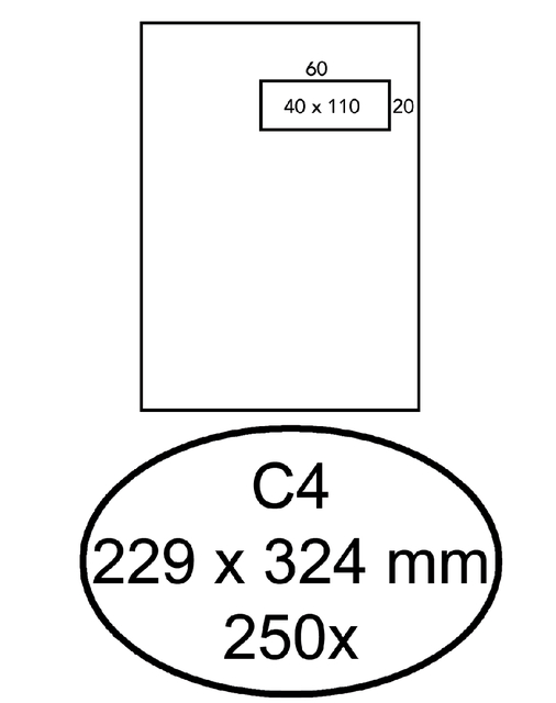 Envelop Quantore C4 229x324mm venster 4x11cm rechts zelfklevend 250st