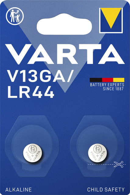 Batterij Varta knoopcel V13GA alkaline blister à 2stuk Batterij Varta knoopcel V13GA alkaline blister à 2stuk