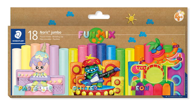 klei krijt, klei set, kleurencrea, 18 stuks, funmix