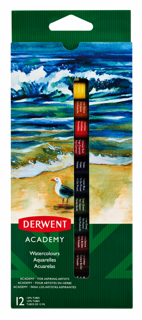 Aquarelverf Derwent Academy blister à 12 tubes à 12ml assorti Aquarelverf Derwent Academy blister à 12 tubes à 12ml assorti