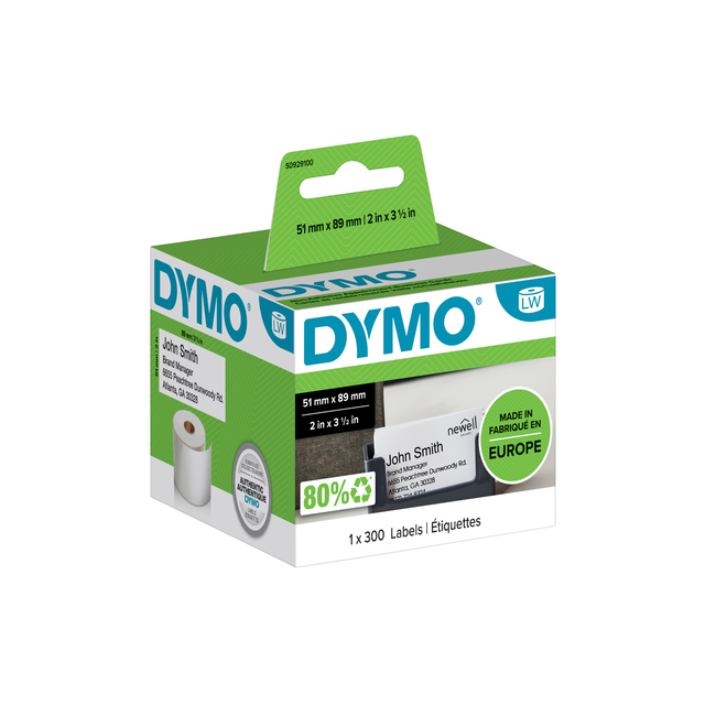 Etiket Dymo LabelWriter visitekaart 51x89mm 1 rol á 300 stuks wit Etiket Dymo LabelWriter visitekaart 51x89mm 1 rol á 300 stuks wit