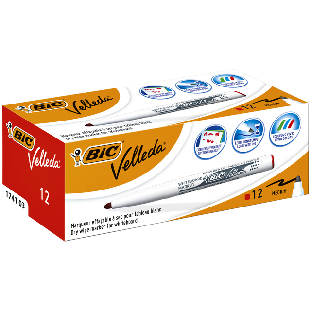Whiteboardmarker Bic Velleda 1741 rond medium rood