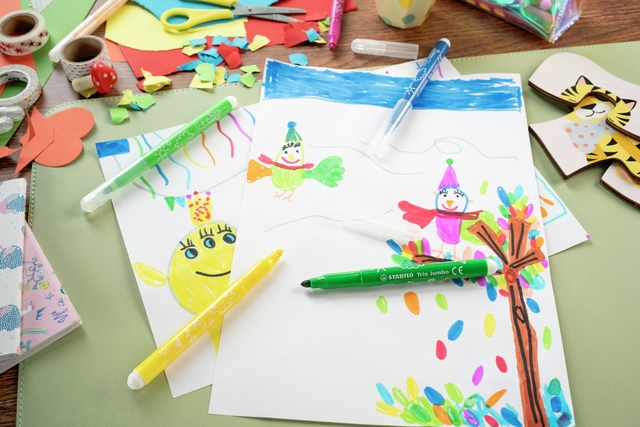 tekenen, kleurpotloden, knutselen, kunstwerk, papieren-tekening