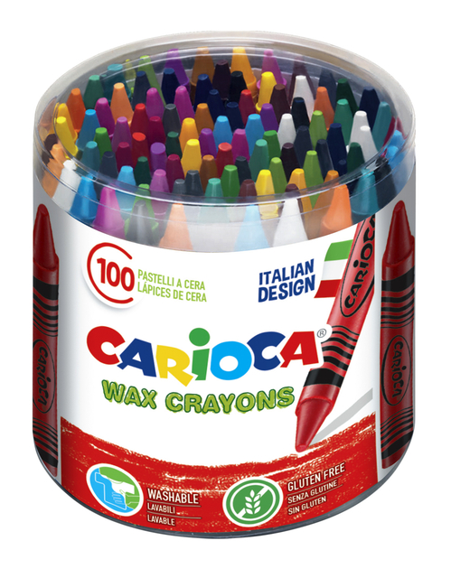 Waskrijt Carioca Maxi pot á 100 stuks assorti Waskrijt Carioca Maxi pot á 100 stuks assorti