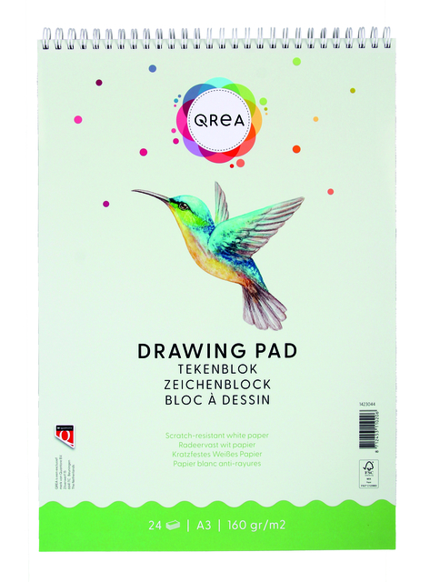 Tekenblok Qrea A3 160gr spiraal Tekenblok Qrea A3 160gr spiraal