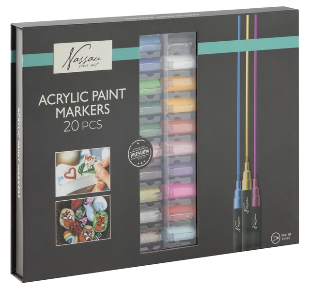 Acrylmarker Nassau set à 20 kleuren
