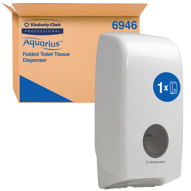 Toiletpapierdispenser Kimberly Clark Aquarius gevouwen wit 6946 Toiletpapierdispenser Kimberly Clark Aquarius gevouwen wit 6946