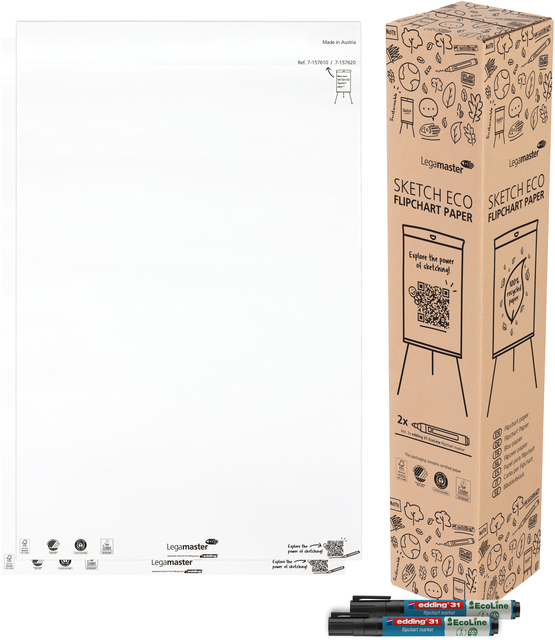 Flipoverpapier Legamaster SKETCH ECO blanco 2x 50 vellen Flipoverpapier Legamaster SKETCH ECO blanco 2x 50 vellen