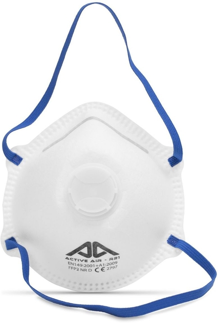 particulate respirator, FFP2, halfmask, neusbeugel, blauwe riemen