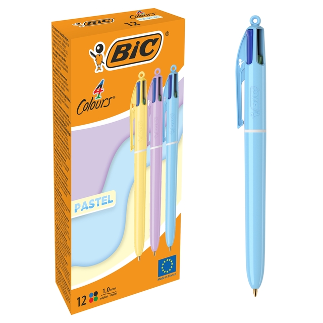 balpen, mechanische kogel, pastel kleuren, 4 kleuren, 12 stuks