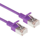 ACT Paarse 7 meter LSZH U/FTP CAT6A datacenter slimline patchkabel snagless met RJ45 connectoren