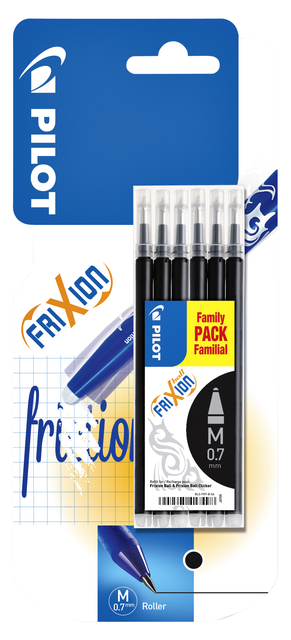 Rollerpenvulling Pilot friXion medium zwart set à 6 stuks Rollerpenvulling Pilot friXion medium zwart set à 6 stuks
