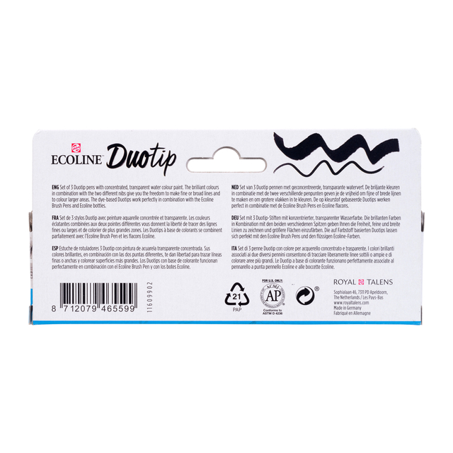 Duotip Talens Ecoline set à 3 stuks zwart en grijs
