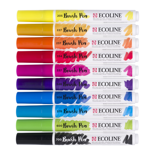 Brushpen Talens Ecoline set à 10 stuks primair Brushpen Talens Ecoline set à 10 stuks primair