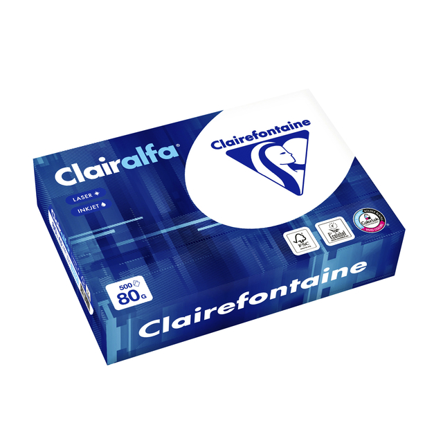 Kopieerpapier Clairefontaine Clairalfa A5 80gr wit 500 vel Kopieerpapier Clairefontaine Clairalfa A5 80gr wit 500 vel