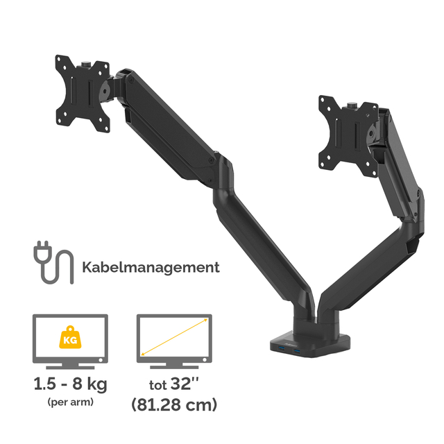 Monitorarm Fellowes Platinum Series dubbel horizontaal