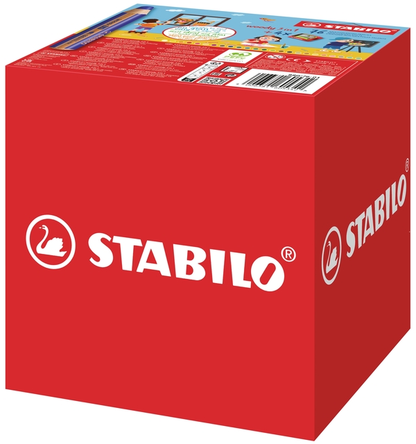 kubus, speldoos, rood, STABILO, kleurpotlodenset