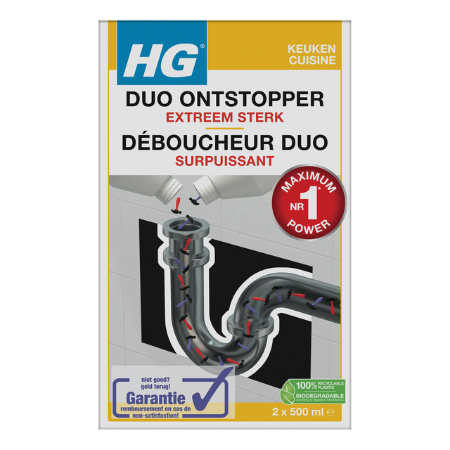 Afvoerontstopper HG keuken Duo 2x500ml Afvoerontstopper HG keuken Duo 2x500ml