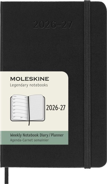 notebook, planner, weekly, black, elastic band
