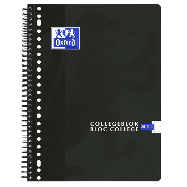Collegeblok Oxford School A4+ lijn 23-gaats 160 pagina's 80gr zwart Collegeblok Oxford School A4+ lijn 23-gaats 160 pagina's 80gr zwart