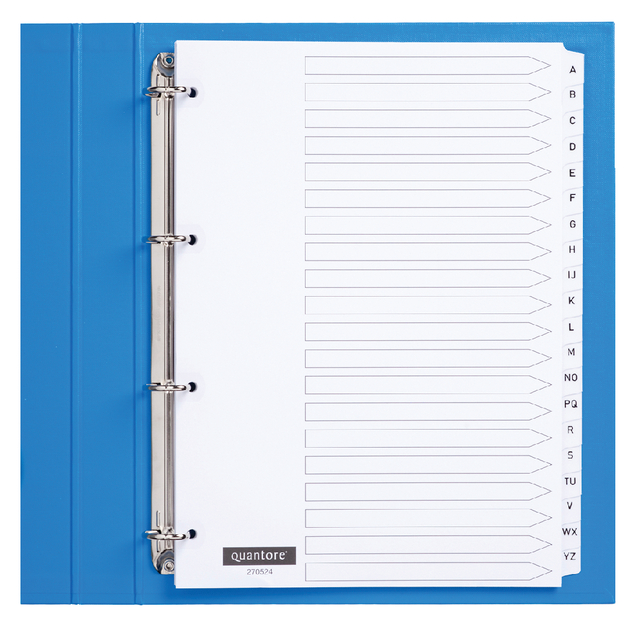 Tabbladen Quantore 4-gaats 20-delig met alfabet wit karton Tabbladen Quantore 4-gaats 20-delig met alfabet wit karton