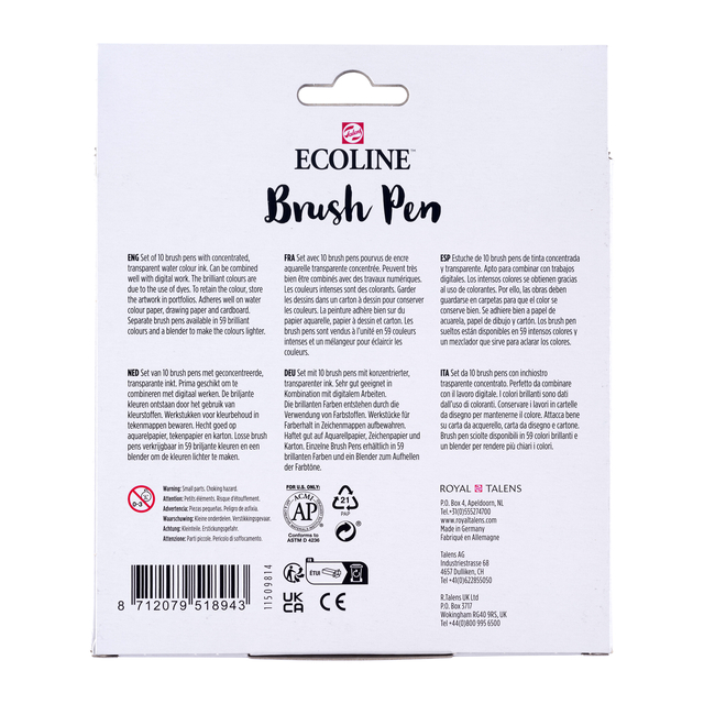 Brushpen Talens Ecoline set à 10 stuks botanisch