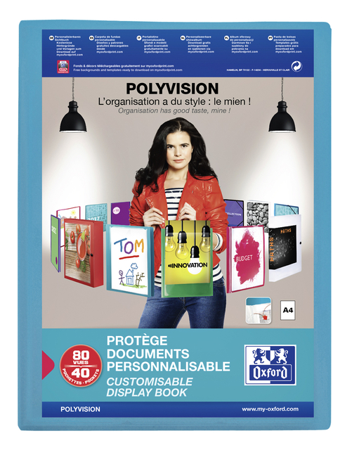 Showalbum Oxford Polyvision A4 40-tassen PP blauw Showalbum Oxford Polyvision A4 40-tassen PP blauw
