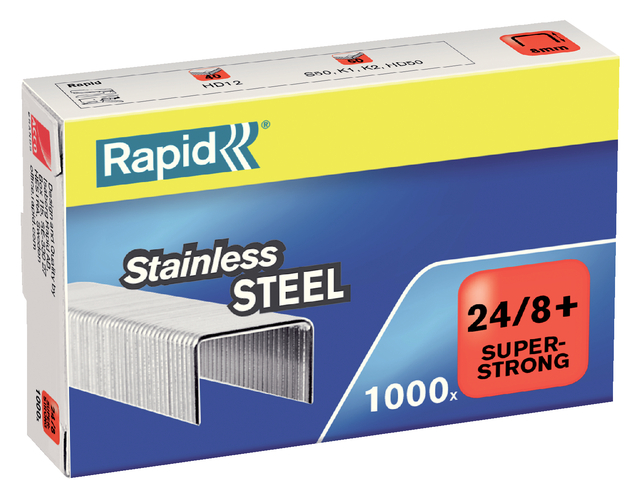 Nieten Rapid 24/8 RVS superstrong 1000 stuks Nieten Rapid 24/8 RVS superstrong 1000 stuks